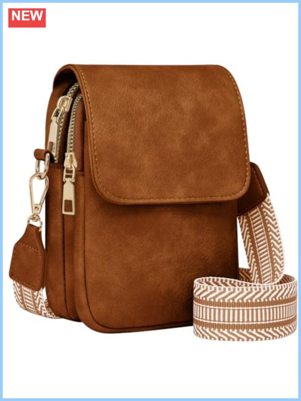 Faux Leather RFID Crossbody Wallet with Wristlet Strap